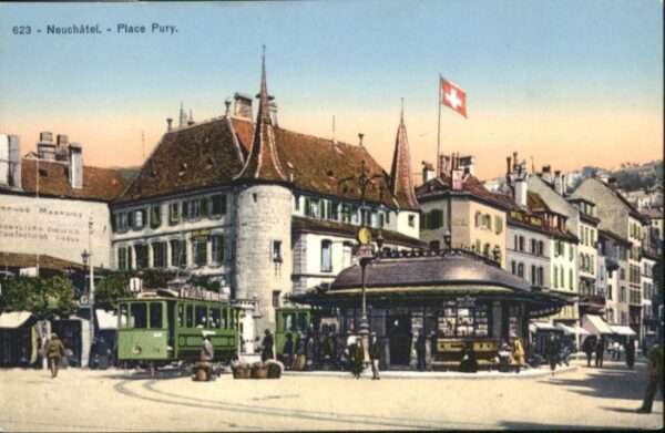 Neuchatel NE Neuchatel Place Pury Strassenbahn