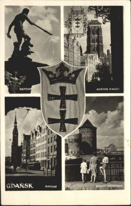 Gdansk Neptun Kosciol Ratusz Baszty Wappen