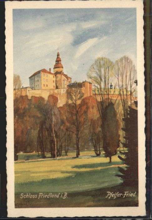Schloss Friedland Künstlerkarte J. Pfeifer