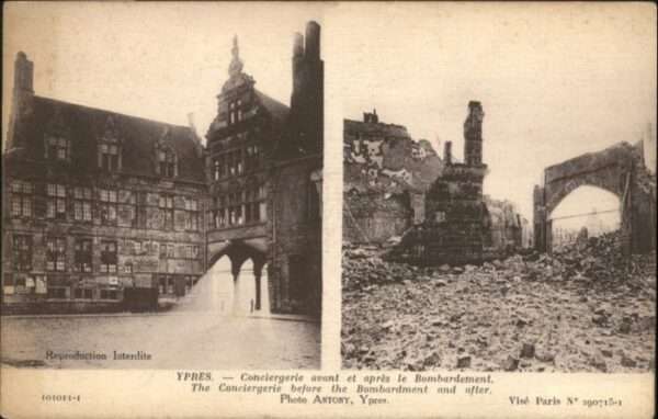 Ypern Ypres Ypres Conciergerie Bombardement Zerstör