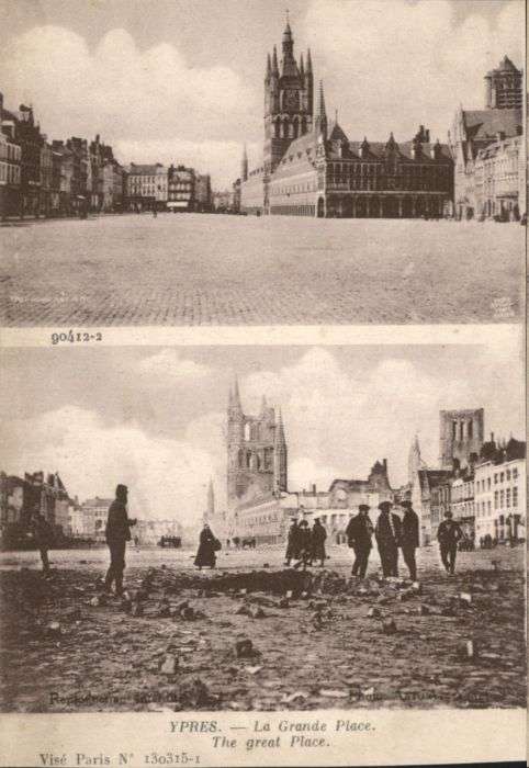 Ypern Ypres Ypres Grande Place Zerstörung