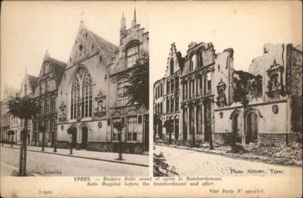 Ypern Ypres Ypres Hospice Belle Bombardement Zerstö
