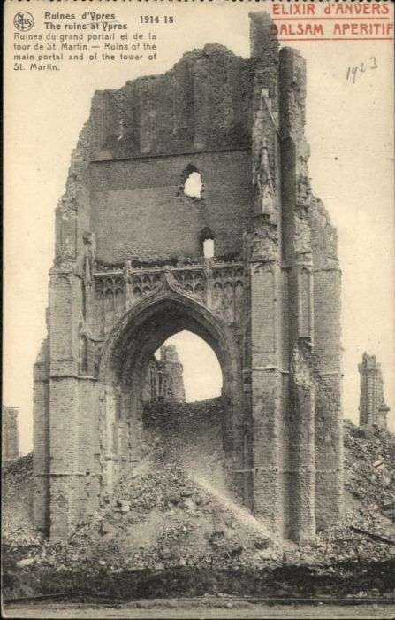 Ypern Ypres Ypres Tour St. Martin Ruines Zerstörung