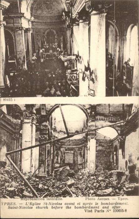 Ypern Ypres Ypres Eglise St. Nicolas Bombardement Z