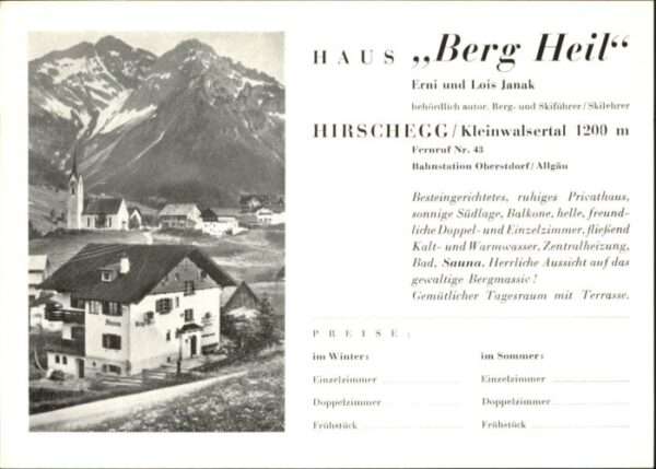 Hirschegg Kleinwalsertal Vorarlberg Hirschegg_Kleinwalsertal Haus Berg Heil