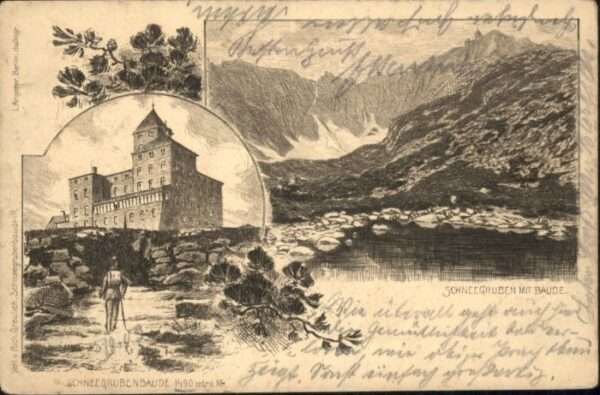 Schneegrubenbaude Schneegruben Litho