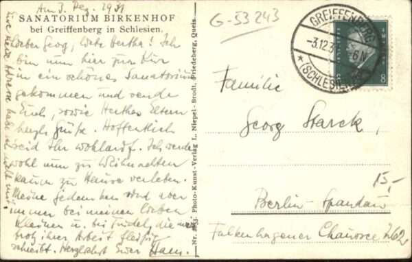Greiffenberg Schlesien Sanatorium Birkenhof Park Burgruine Gre – Bild 2