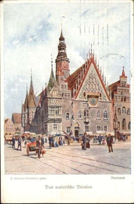 Breslau Niederschlesien Breslau Rathaus Künstler Günther Naumbu