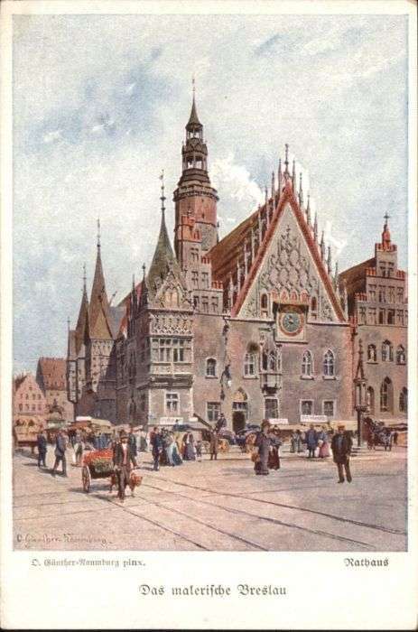 Breslau Niederschlesien Breslau Rathaus Künstler Günther Naumbu
