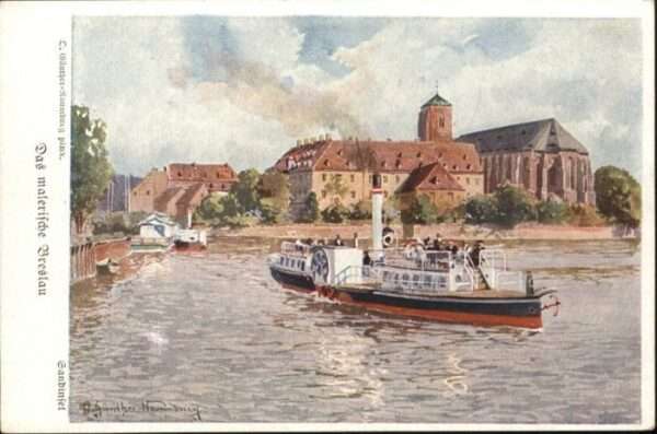 Breslau Niederschlesien Breslau Sandinsel Schiff Künstler Günth