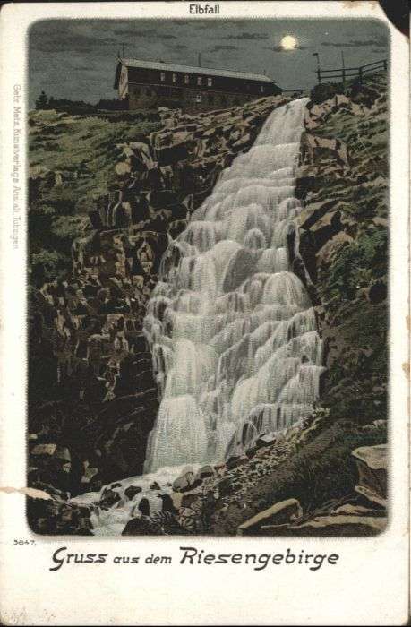 Elbfall Mondscheinkarte Litho
