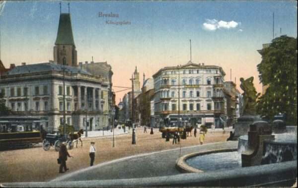 Breslau Niederschlesien Breslau Königsplatz Brunnen Kutsche Str
