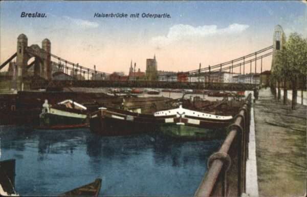 Breslau Niederschlesien Breslau Kaiserbrücke Schiff