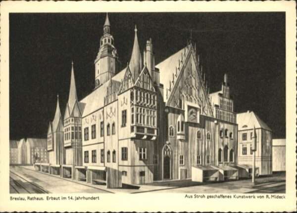 Breslau Niederschlesien Breslau Rathaus Künstler R Mideck