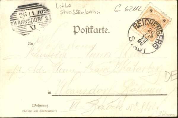 Reichenberg Liberec Boehmen Rathaus Strassenbahn Litho – Bild 2