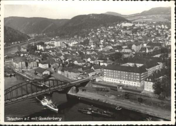Tetschen-Bodenbach Boehmen Tetschen Quaderberg Brücke Schiff