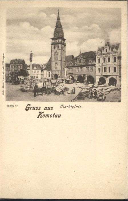Komotau Marktplatz Kirche