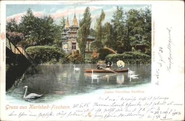 Karlsbad-Fischern Teich Bott Schwan