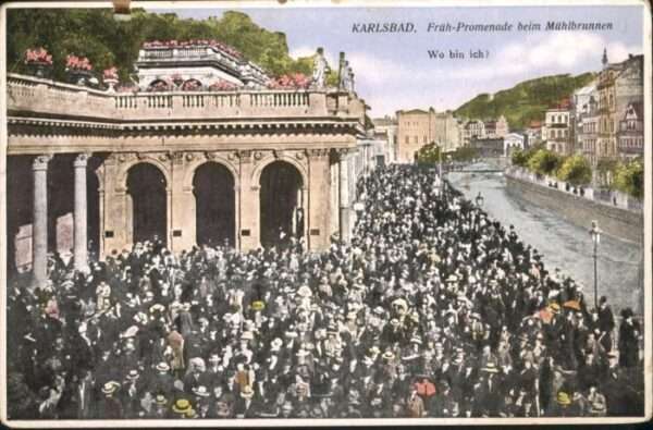 Karlsbad Eger Früh Promenade beim Mühlbrunnen *