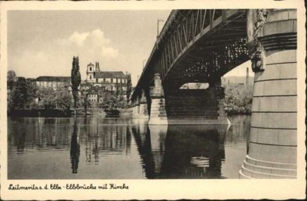Leitmeritz Litomerice Nordboehmen Leitmeritz Elbbrücke Kirche