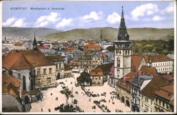 Komotau Marktplatz Kirche