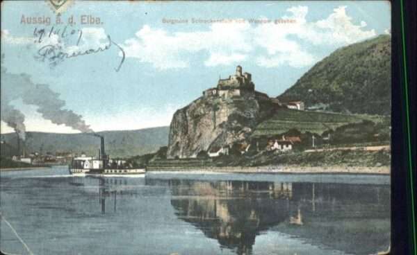 Aussig Tschechien Aussig Burgruine Schreckenstein Schiff