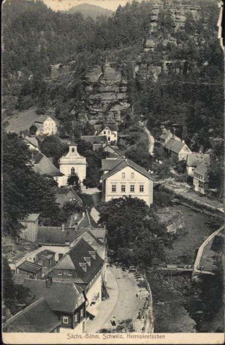 Herrnskretschen Boehmen Herrnskretschen Kirche Brücke