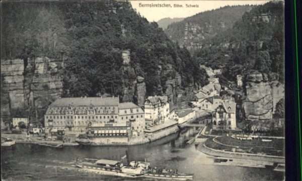 Herrnskretschen Boehmen Herrnskretschen Brücke Schiff