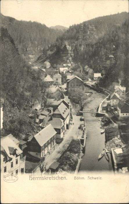 Herrnskretschen Boehmen Herrnskretschen Brücke Boot