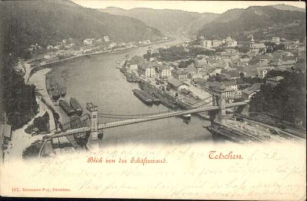 Tetschen-Bodenbach Boehmen Tetschen Brücke Schiff
