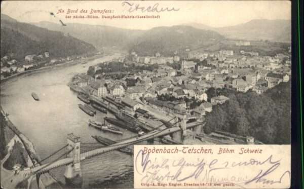 Bodenbach-Tetschen Boehmen Bodenbach-Tetschen Brücke Schiff