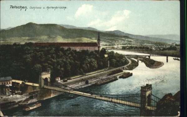 Tetschen-Bodenbach Boehmen Tetschen Schloss Kettenbrücke
