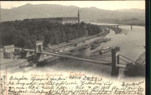 Tetschen-Bodenbach Boehmen Tetschen Schloss Kettenbrücke