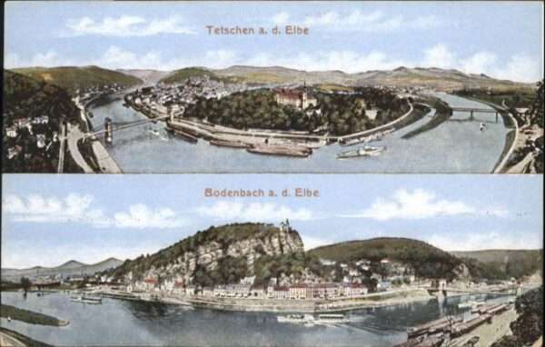 Tetschen-Bodenbach Boehmen Tetschen Bodenbach Brücke Schiff