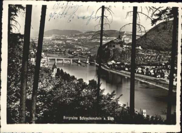 Schreckenstein Burg Strekov Schreckenstein Burgruine Brücke