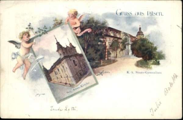 Pilsen Plzen Czechia Pilsen St Anna Kirche Gymnasium Engel