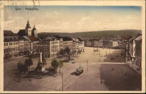 Iglau Jihlava Iglau Hauptplatz Säule Strassenbahn