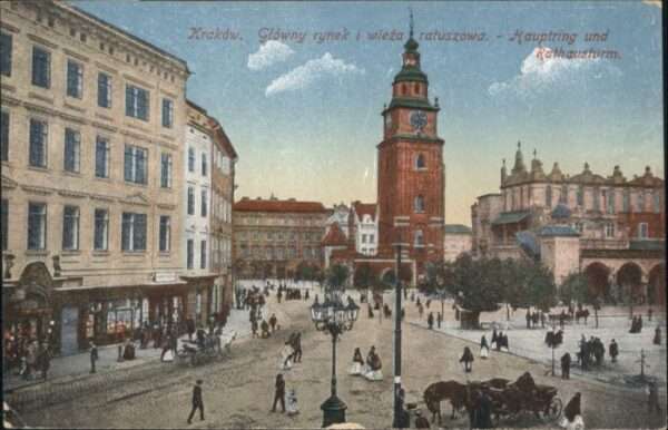 Krakow Krakau Krakow Hauptring Rathausturm Kutsche