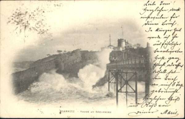 Biarritz Pyrenees Atlantiques Biarritz Vague Semaphore