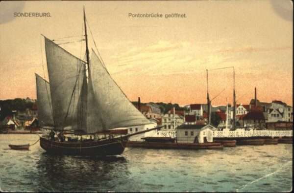 Sonderburg Pontonbrücke Segelschiff