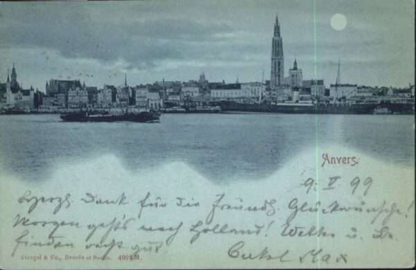 Anvers Antwerpen Anvers Mondscheinkarte