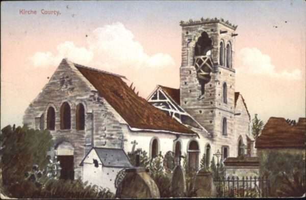 Courcy Marne Kirche Zerstörung Künstlerkarte Hausema