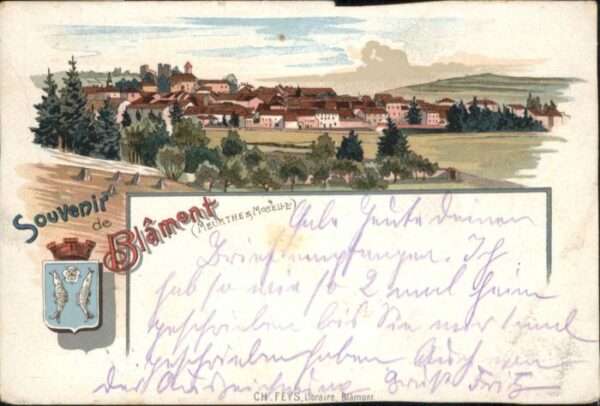 Blamont Meurthe-et-Moselle Blamont Wappen Litho