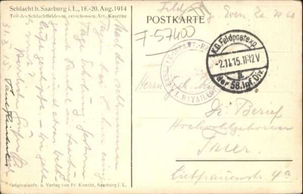 Saarburg Lothringen Schlachtfeld Artillerie Kaserne Zerstör – Bild 2