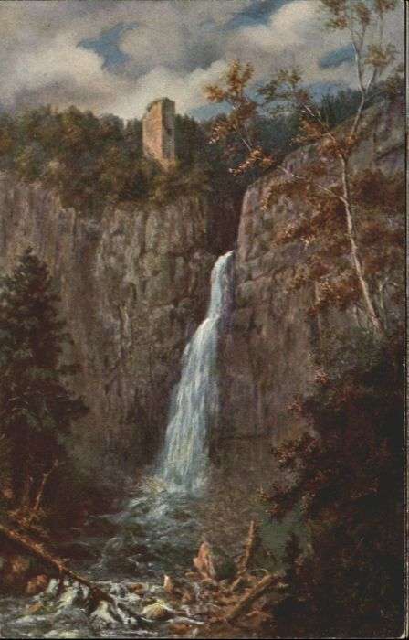Oberhaslach Bas Rhin Elsass Oberhaslach Burg Nideck Wasserfall