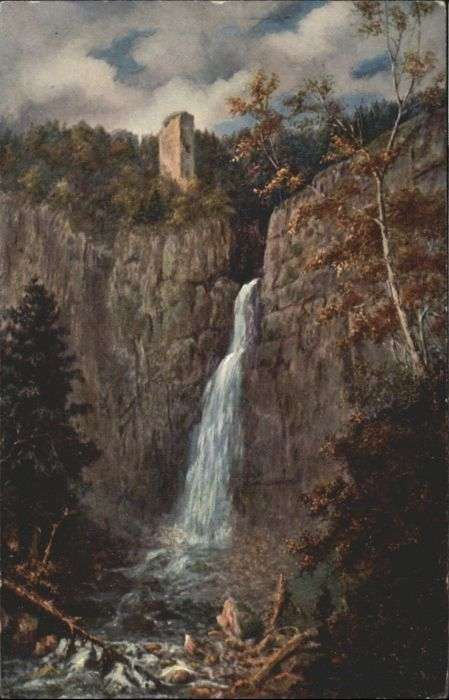 Oberhaslach Bas Rhin Elsass Oberhaslach Burg Nideck Wasserfall