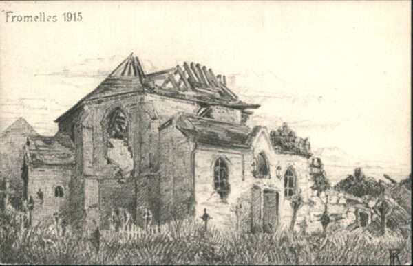 Fromelles Künstler Karl Freytag Zerschossene Kirc