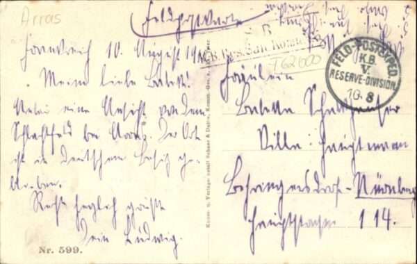 Arras Pas-de-Calais Arras [handschriftlich] Lorettohöhe Zer – Bild 2