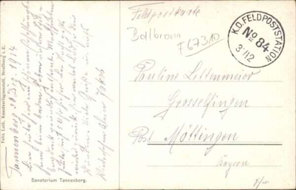 Balbronn [handschriftlich] Sanatorium Tannenberg – Bild 2
