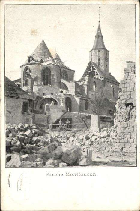 Montfaucon 55-d Argonne Montfoucon Kirche Zerstörung